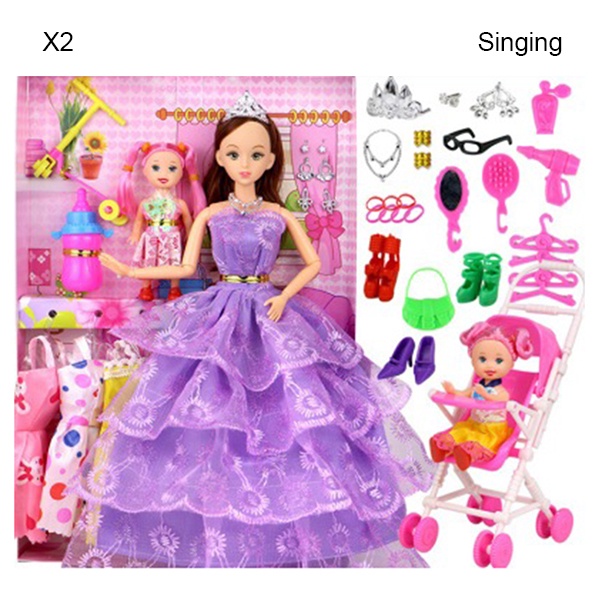 Set 58 món đồ chơi búp bê Barbie với 6 đầm và 1 đầm thay thế dành cho bé gái