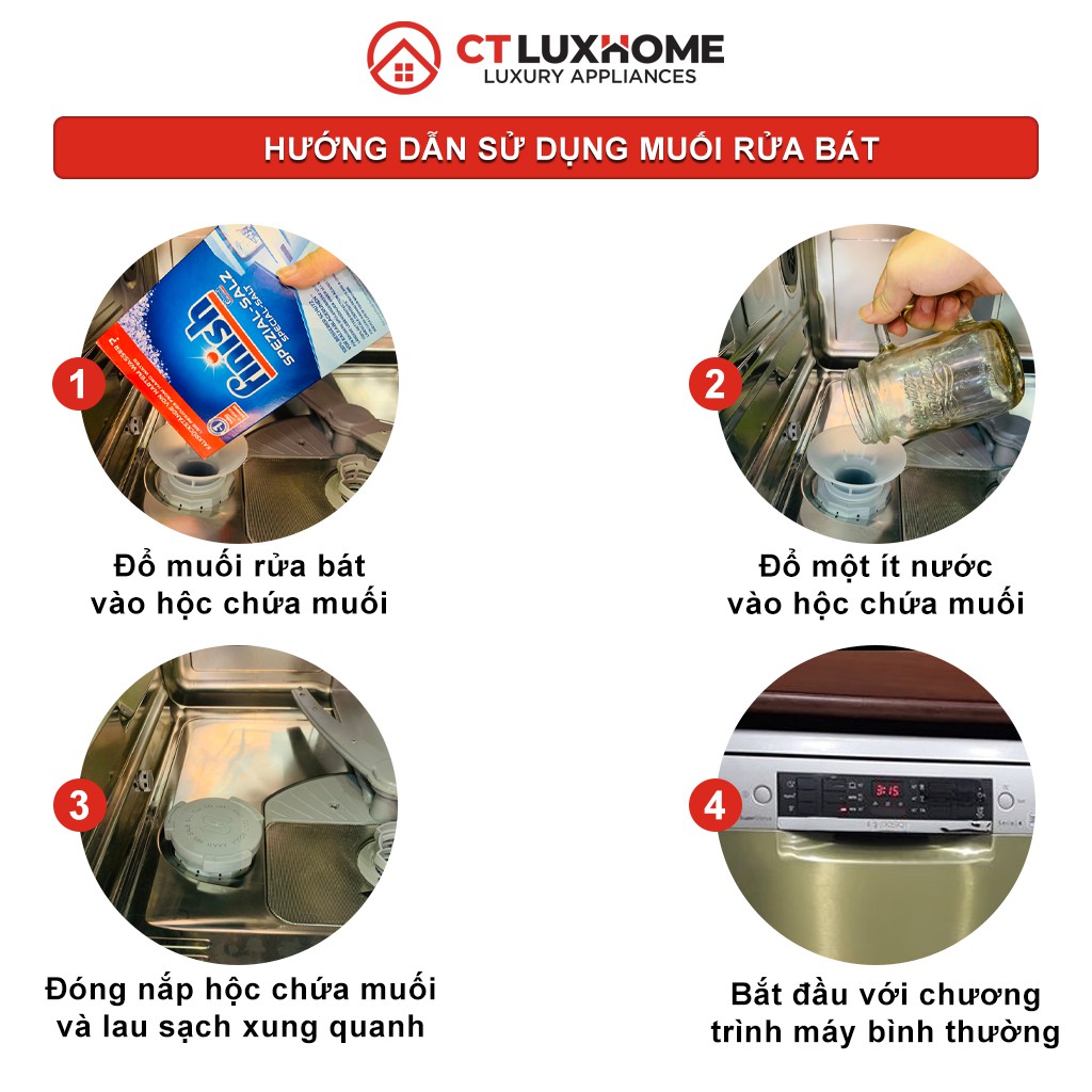 [New 2021] Muối rửa bát Finish loại 1.2kg, 1.5kg, 3kg, 4kg - Hàng chính hãng