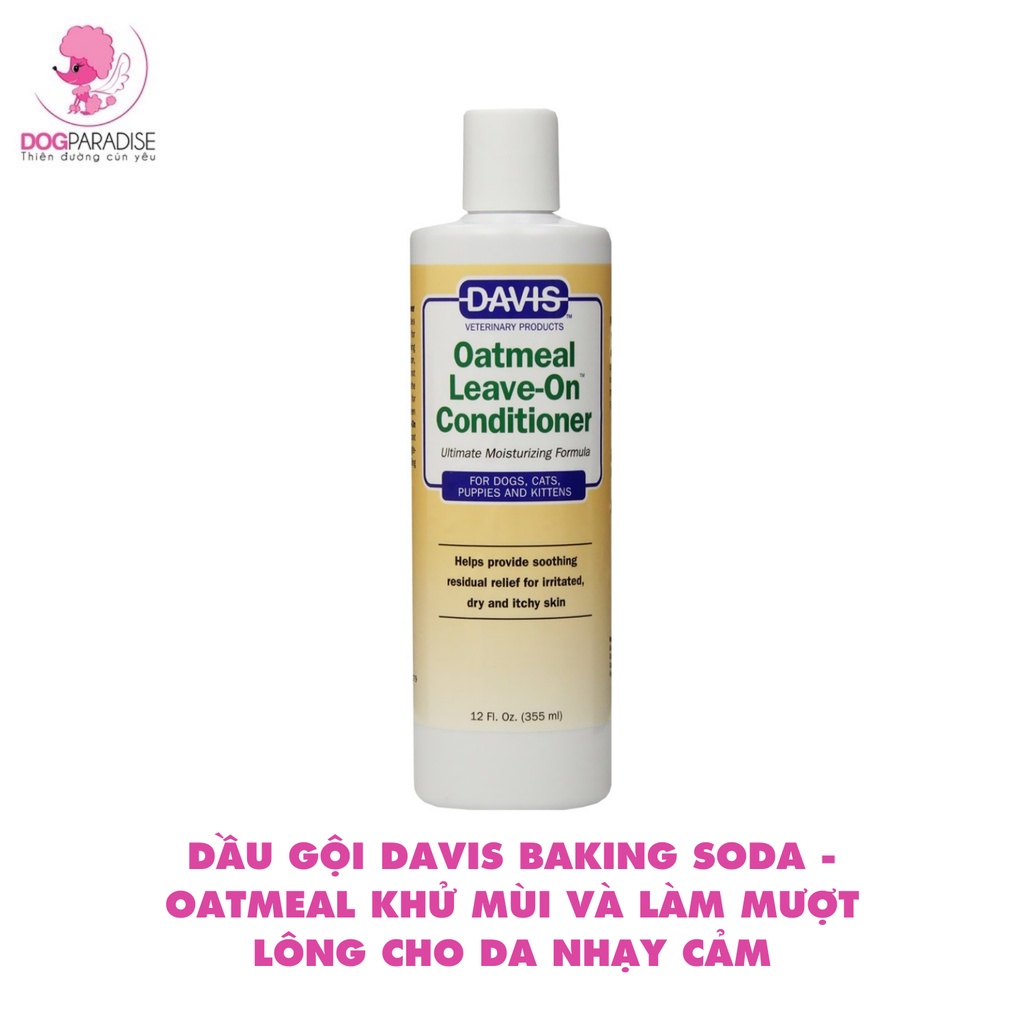 Dầu gội Davis Baking Soda - Oatmeal khử mùi và làm mượt lông cho da nhạy cảm - Dog Paradise