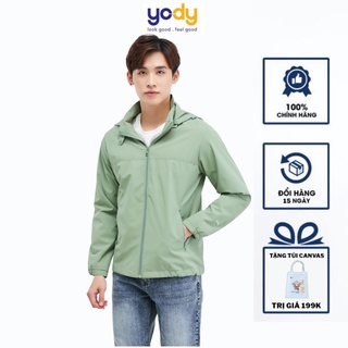 Áo Khoác Gió Nam YODY Chống Bụi Chống Nước Hai Lớp Kiểu Dáng Thể Thao Phối Lưng AKM4027
