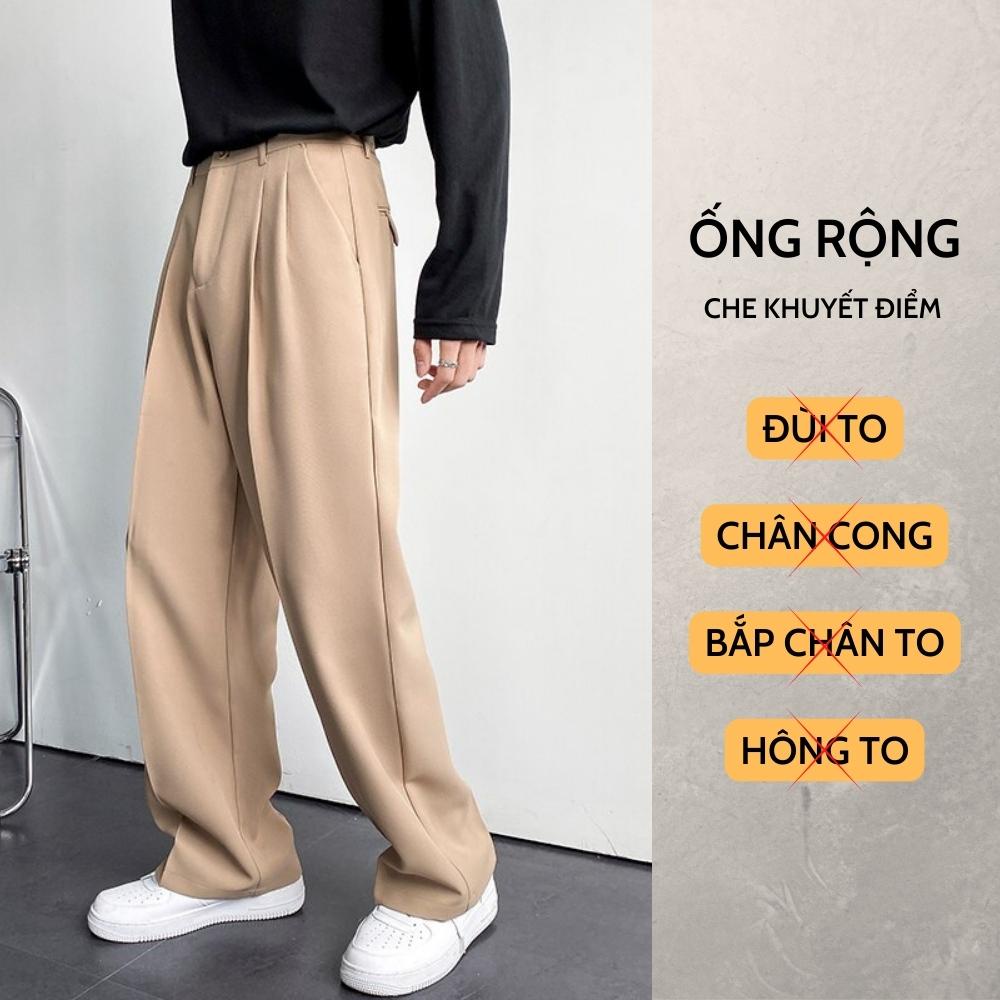 Quần âu nam ống rộng MenStyles Official hack dáng che khuyết điểm chất vải Tuytsi nhập Hàn co dãn cao cấp dáng baggy