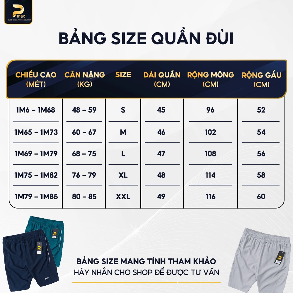 Quần đùi nam PMAX vải gió mềm không bai xù, siêu nhẹ cạp chun basic thể thao