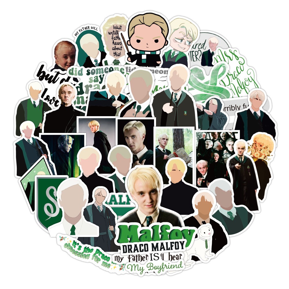 Bộ 50 miếng dán hình nhân vật Draco Malfoy trang trí tiện dụng