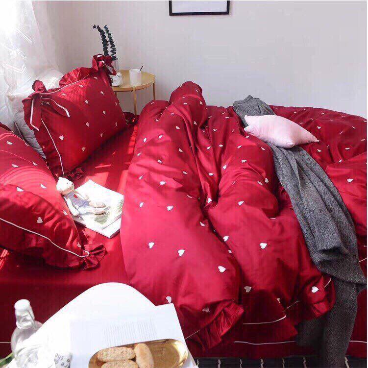 SET CHĂN GA GỐI LỤA TIM THÊU CAO CẤP