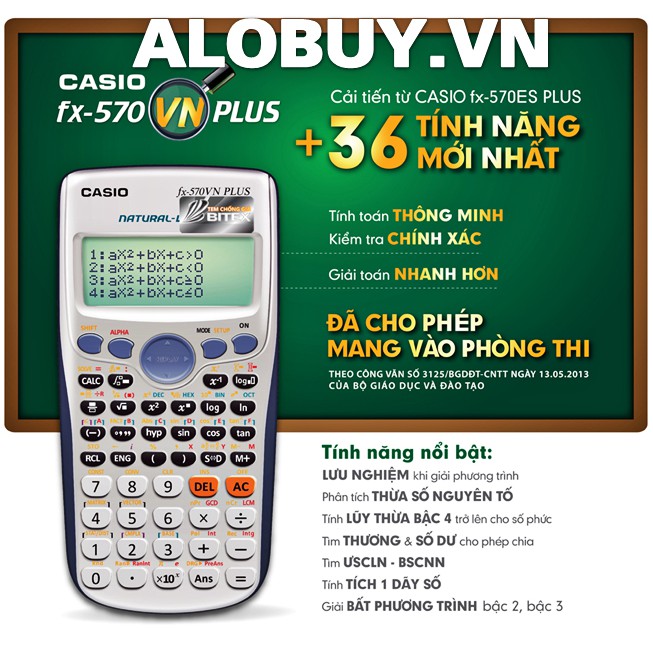Máy tính Casio FX 570VN PLUS - FX 570VN - Hàng Mới Fullbox - Hàng Thái Lan- Có thẻ bảo hành