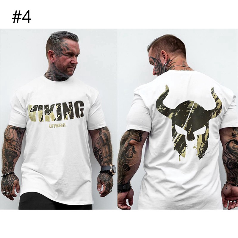 Áo Thun Thể Thao Tay Ngắn Chất Liệu Cotton Thoải Mái In Họa Tiết Thời Trang Cho Nam Size M-3XL