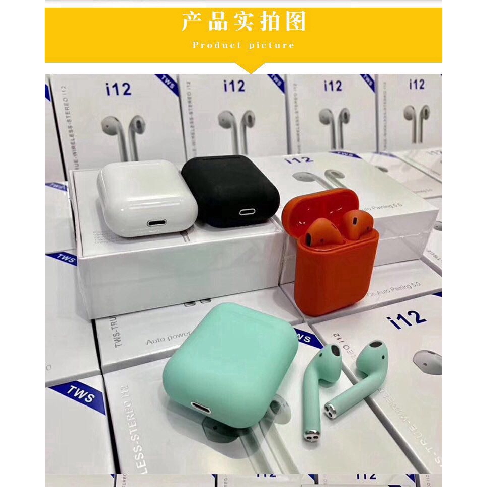 Tai nghe Bluetooth không dây i12 TWS v5.0 kèm đế sạc | BigBuy360 - bigbuy360.vn