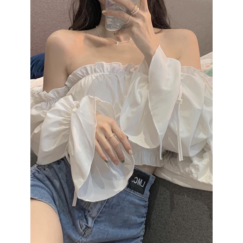 COZOK Áo Trễ Vai Dài Tay Thời Trang Dành Cho Nữ