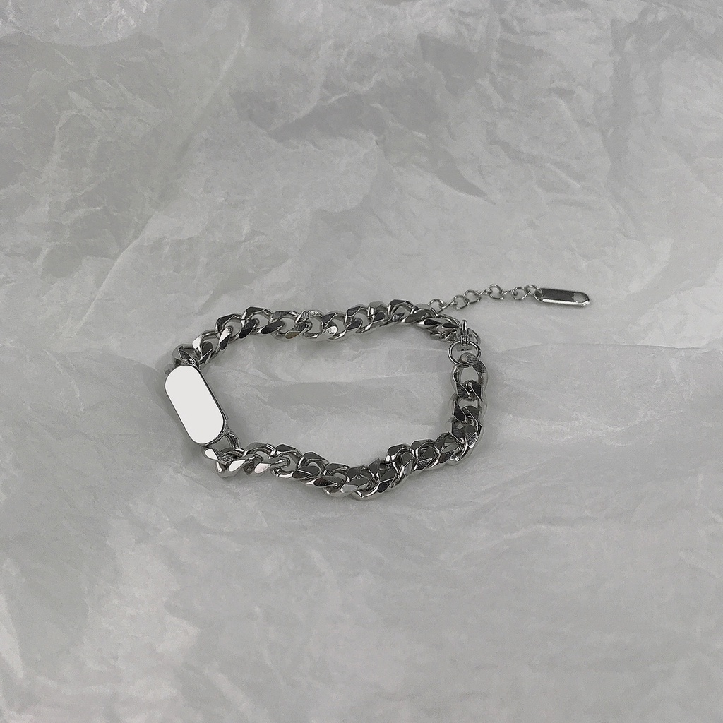 Dây chuyền choker/ Vòng đeo tay bằng thép không gỉ không phai màu chống dị ứng phong cách hip hop Hàn Quốc cho unisex
