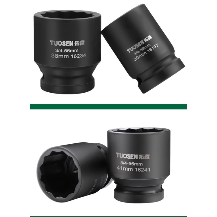 Tuýp đầu bông 12 cạnh 3/4 inch TUOSEN ( đủ cỡ từ 17mm đến 41mm)