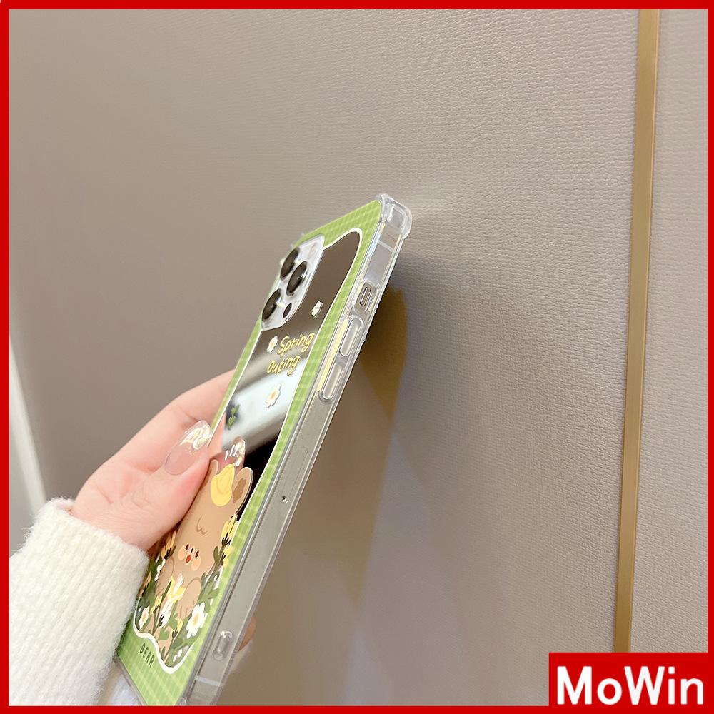 Ốp điện thoại acrylic hình gấu hoa xanh chống sốc bảo vệ toàn diện thích hợp cho iPhone 11/13 Pro Max/12 Pro Max /7 Plus