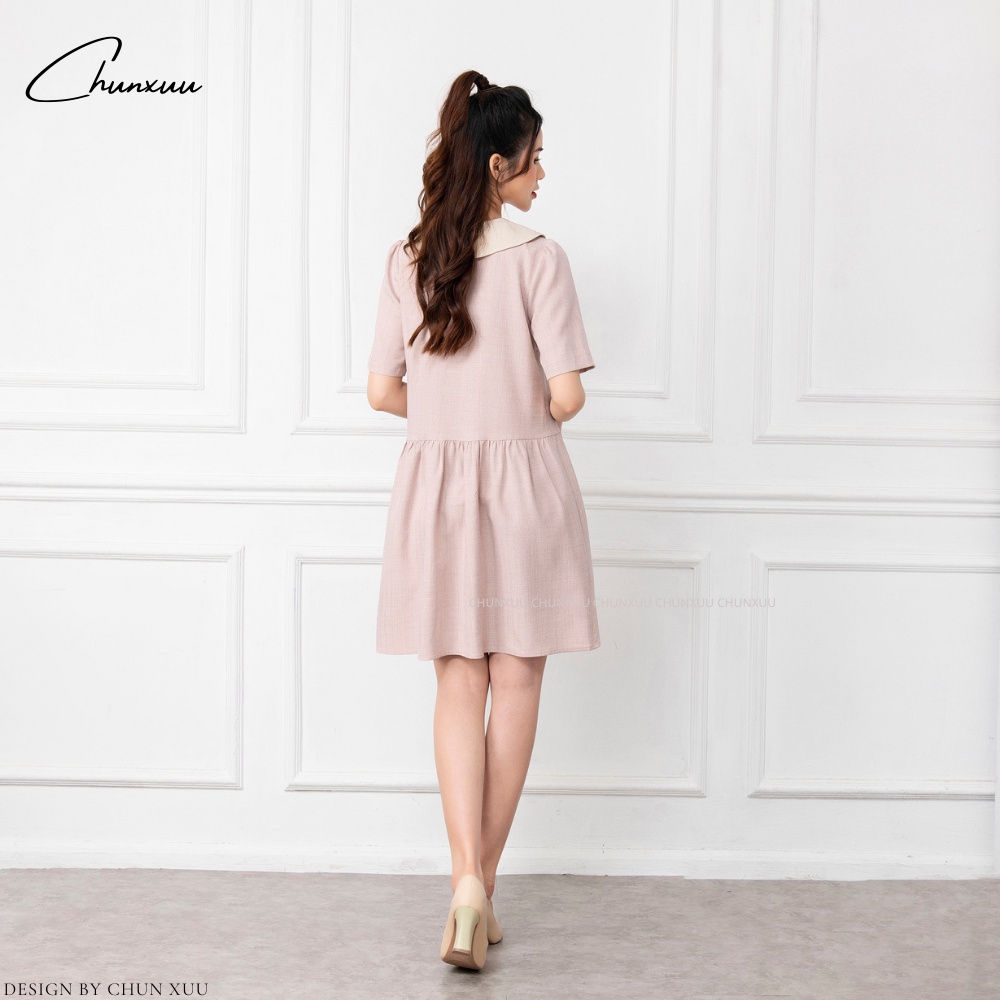 Váy nữ dáng suông phối cổ tiểu thư thiết kế, màu sắc trẻ trung thanh lịch ChunXuu V05
