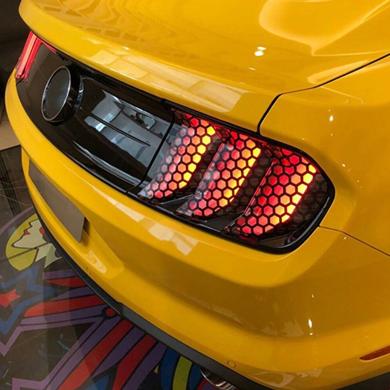 Miếng dán kiểu tổ ong dùng cho trang trí đèn đuôi xe hơi 48x30cm DIY tiện dụng