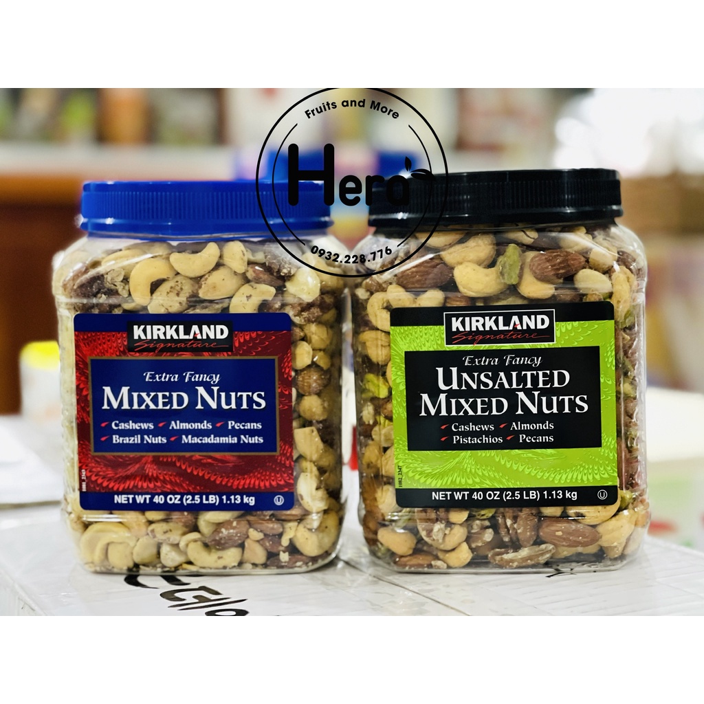 🌿🌰HẠT MIX HỖN HỢP MỸ KIRKLAND MIXED NUTS (KHÔNG MUỐI VÀ CÓ MUỐI)1.13KG
