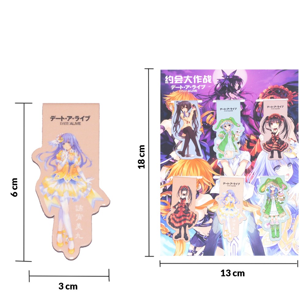 [thanh lý bán lỗ] Bộ 6 Bookmark Anime nam châm - Date A Live [AAM] [PGN25]