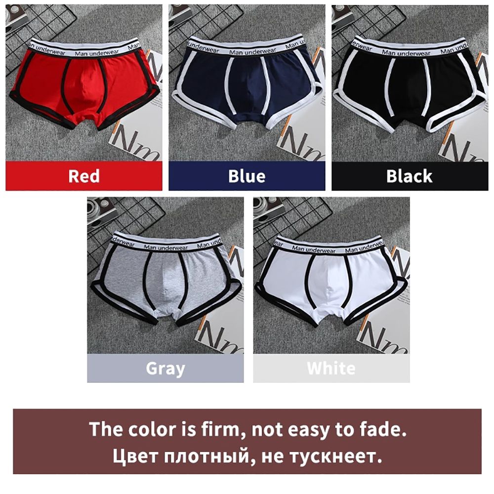QQMALL Quần lót boxer cotton màu trơn in chữ thoáng khí thoải mái nhiều màu sắc thời trang quyến rũ cho nam