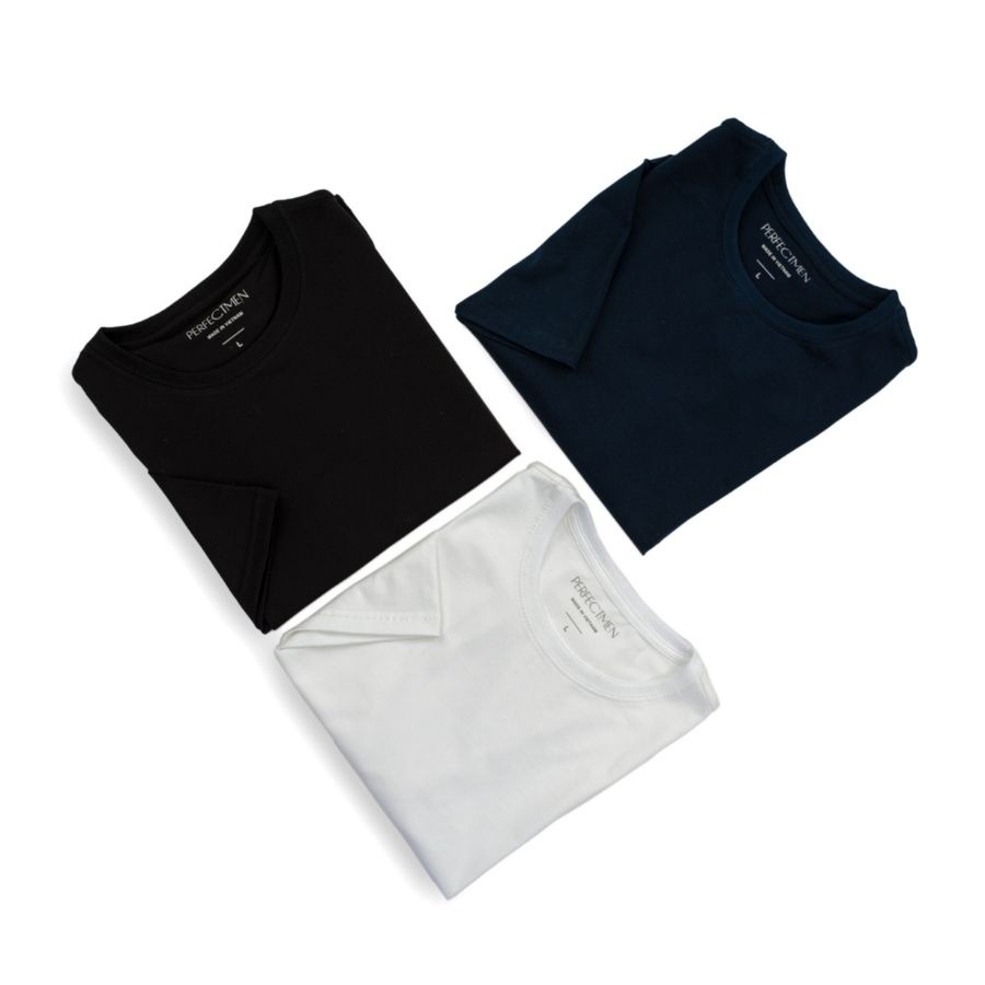 Áo thun nam cổ tròn 100% cotton PERFECTMEN phiên bản Premium 3 màu trẻ trung năng động lịch lãm