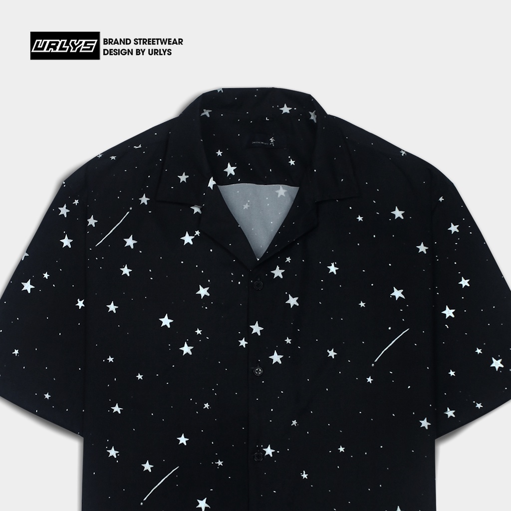 Áo sơ mi tay ngắn nam nữ URLYS form rộng sơ mi họa tiết tay lỡ cổ vest unisex ulzzang Sparking Sky