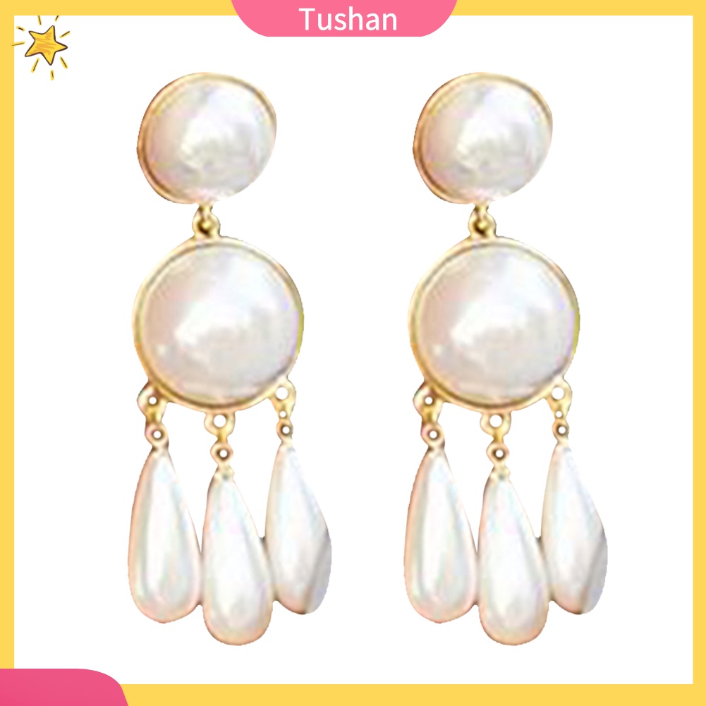 Đôi Khuyên Tai Hình Giọt Nước Đính Ngọc Trai Nhân Tạo Thời Trang Cho Nữ