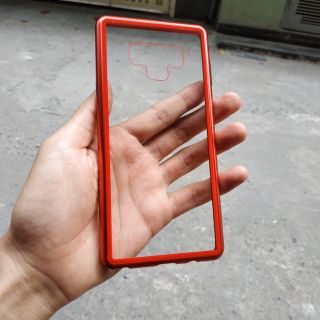 Ốp lưng Samsung Galaxy Note 8 viền kim loại lưng kính trong suốt hít nam châm 360