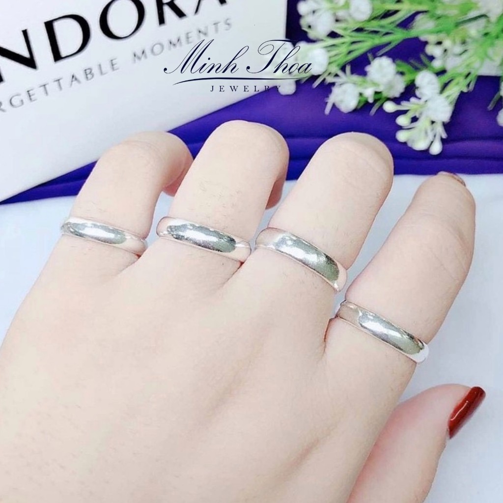 Nhẫn trơn nam nữ, nhẫn bạc nguyên chất dùng để đánh cảm tránh gió độc Minh Thoa JEWELRY