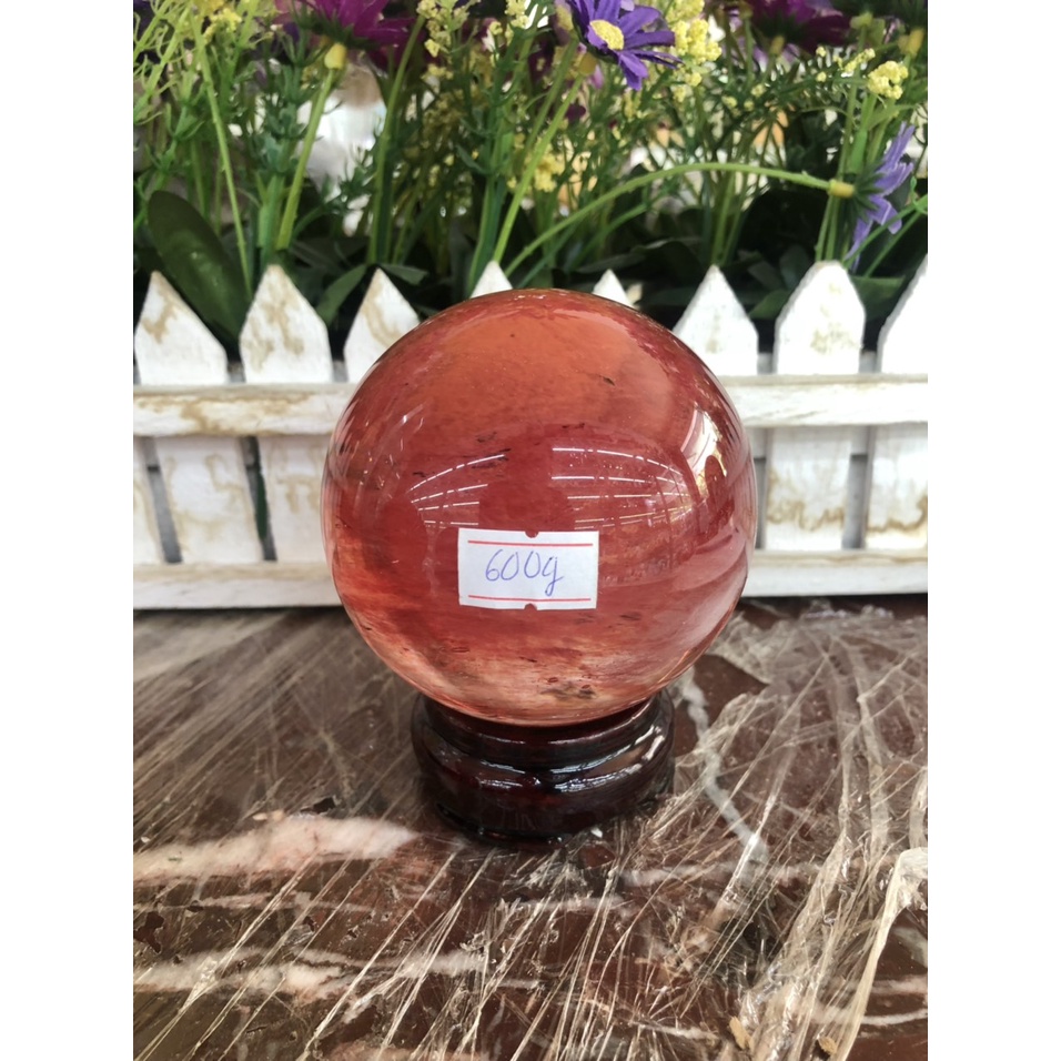 Quả cầu phong thủy đá núi lửa Obsidian đỏ - Đường kính 7,9cm; 8cm và 8,2cm