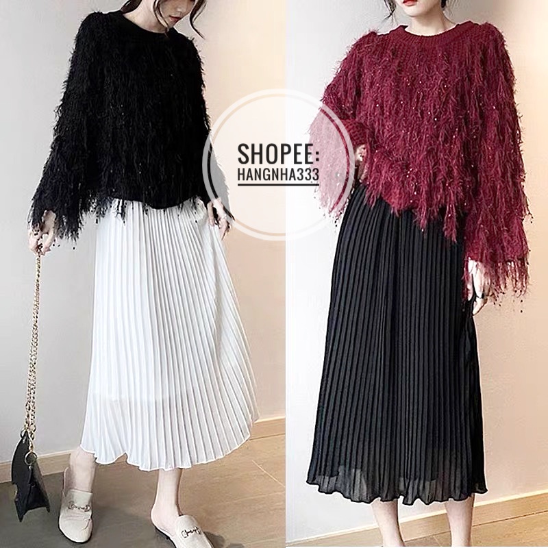 ⭕LOẠI 1 || Chân váy dáng dài dập ly basic đơn giản dễ phối đồ ULZZANG (Hình thật cuối)