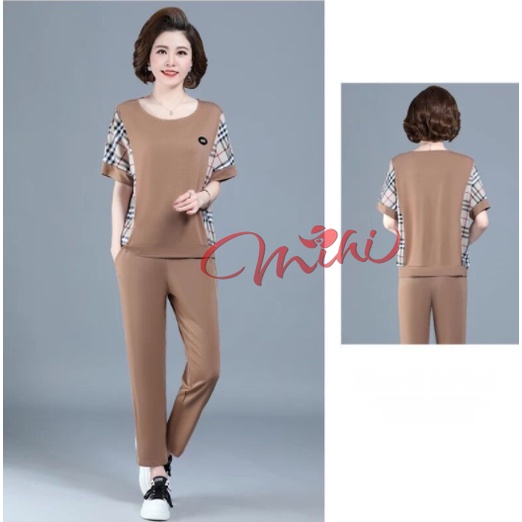 Bộ thể thao trung niên B95 - Set đồ thể dục trung tuổi - Quần áo thời trang trung niên cho mẹ, trung tuổi giá rẻ Bigsize