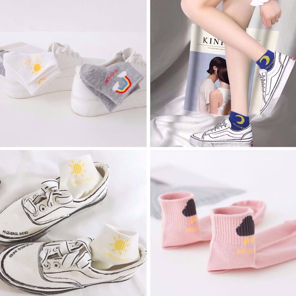 Tất vớ nữ cổ ngắn họa tiết hoạt hình, sét 5 đôi vớ tất nữ chất liệu cotton phong cách Vintage- Cherry Shop