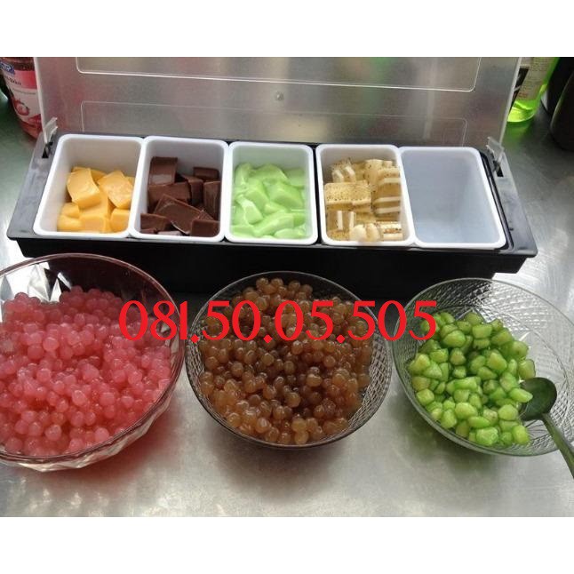 Khay đựng topping nhựa 3 4 5 6 ngăn có nắp đậy sạch sẽ