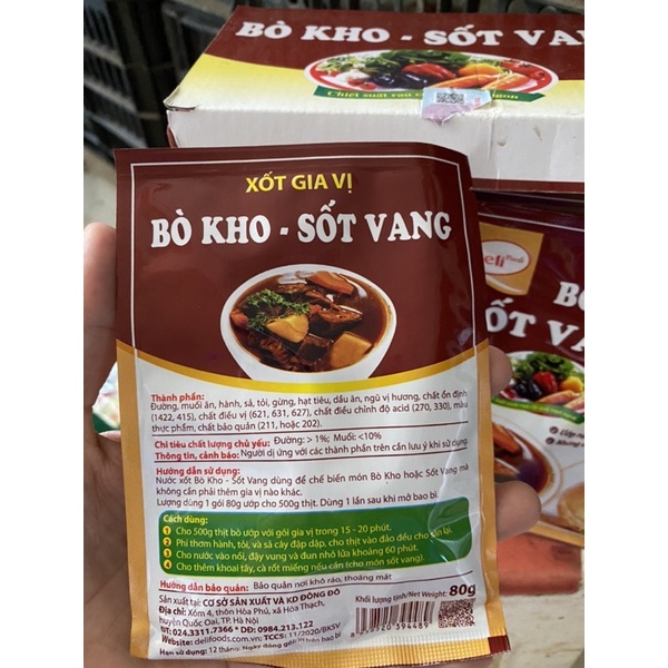 Xốt gia vị bò kho sốt vang Deli foods gói 80g