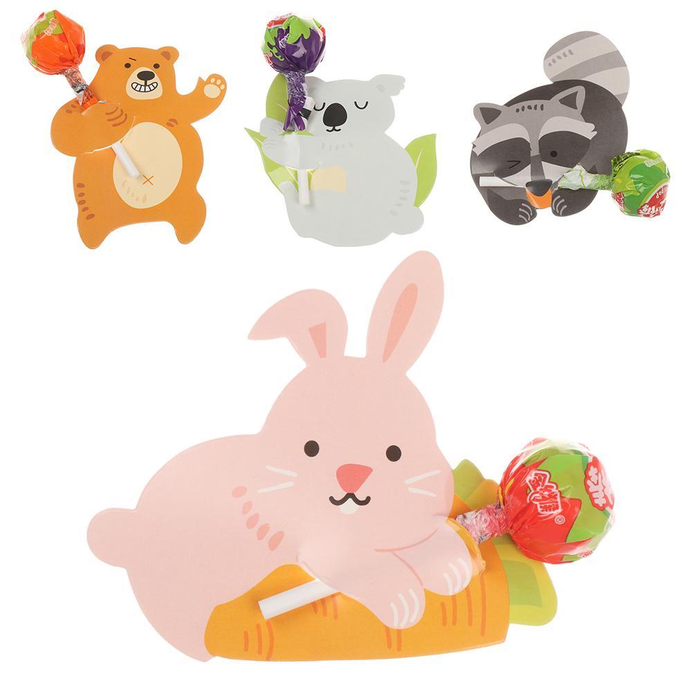 Set 50 Tấm Thẻ Kẹo Mút Hình Gấu Koala Thỏ Làm Quà Tặng Cho Bé