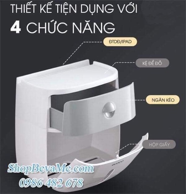 Hộp giấy vệ sinh Ecoco 2 ngăn tiện lợi