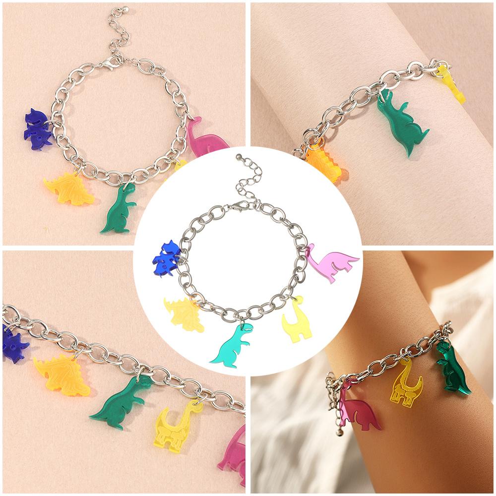 Vòng Tay Acrylic Hình Khủng Long Hoạt Hình Dễ Thương Cho Nữ