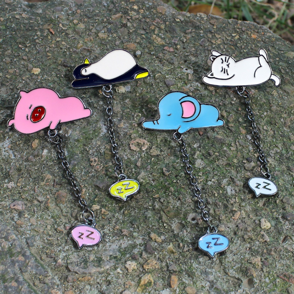 Ghim cài áo hình động vật đang ngủ dễ thương