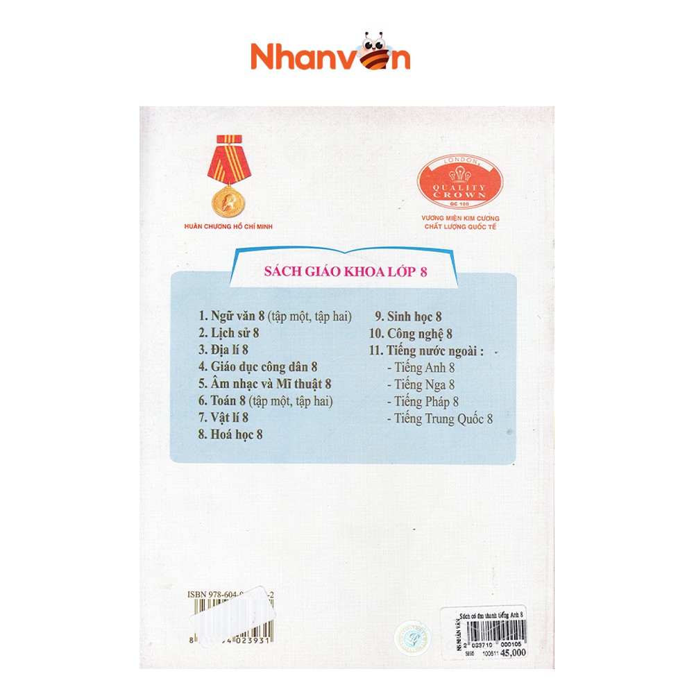 Sách - Tiếng Anh Lớp 8 - Kèm File Âm Thanh - Độc quyền Nhân Văn | BigBuy360 - bigbuy360.vn