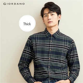 Áo sơ mi nam GIORDANO 01041859 dài tay kẻ caro flannel dày
