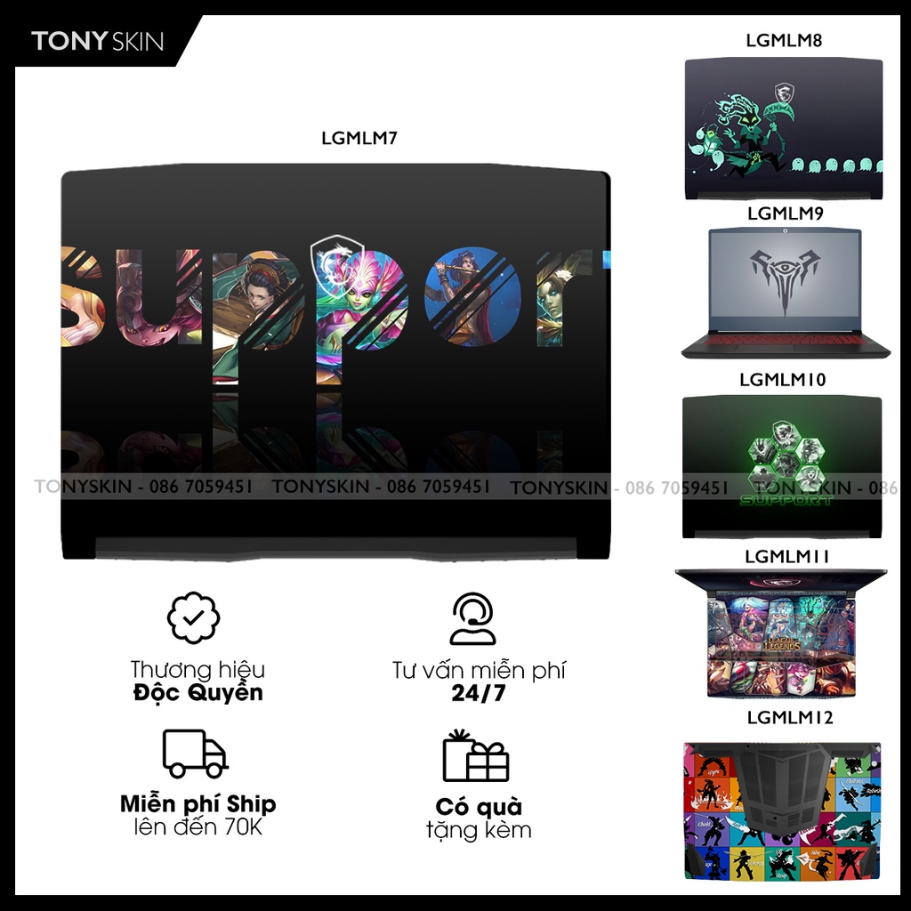 Miếng Dán Skin Laptop MSI In Hình LOL - Liên Minh Huyền Thoại Bộ 2 -Inbox Mã Máy