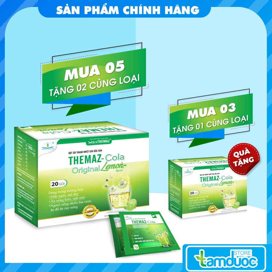 Bột sủi thanh nhiệt giải độc gan Themaz Cola Original - Vị Chanh | Thế Giới Skin Care