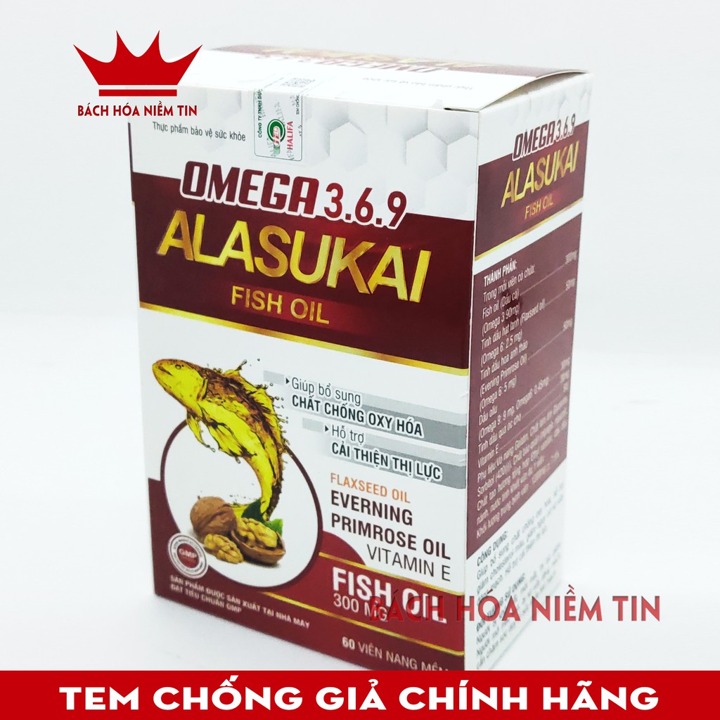 Viên dầu cá OMEGA 369 ALASUKAI FISH OIL - kết hợp dầu hạt lanh, dầu hoa anh thảo - giúp giảm khô mỏi mắt, khỏe tim