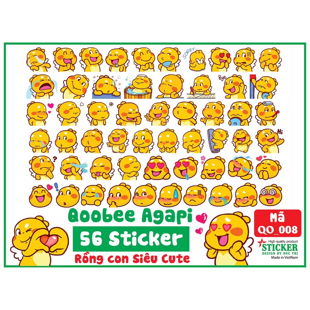 Bộ 56 hình dán Tem rồng con siêu cute, được cắt sẳn bằng máy chống nước dùng trang trí