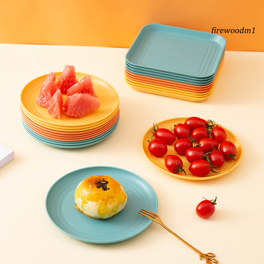 [FW]2Pcs Dinner Plate Stackable Anti-slip Base Plastic Home Resilient Kitchen Plate for Kitchen