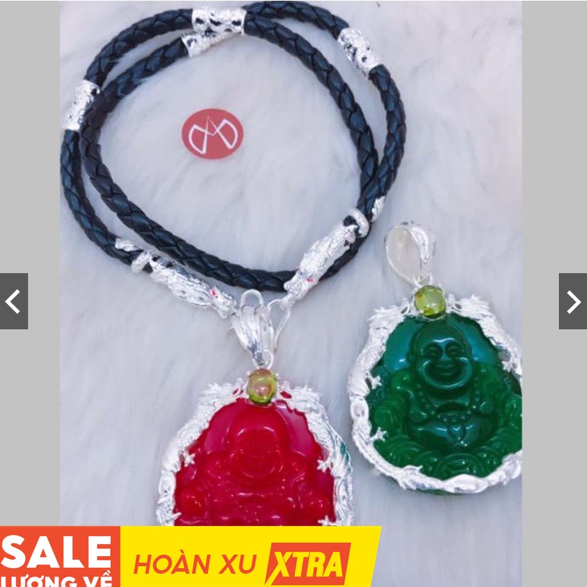 Dây chuyền, vòng cổ nam dây cao su nạm rồng bạc kèm mặt phật màu đỏ bọc bạc đẳng cấp chất chơi