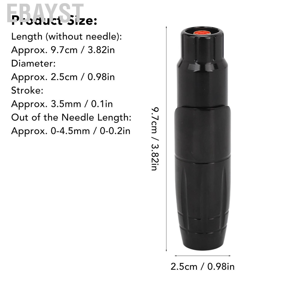 Ebayst Rotary Cartridges Tattoo Pen Aluminum Alloy Black Lightweight High Speed Adjustable Machine with RCA Cord