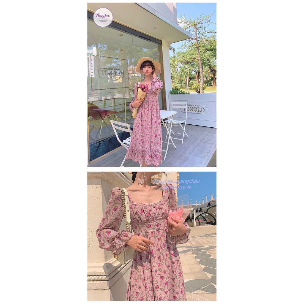 Váy hoa hồng ulzzang Đầm hoa nhí hồng Vintage cho nữ phong cách hàn quốc | BigBuy360 - bigbuy360.vn