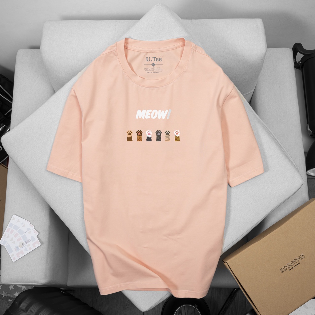 Áo Thun Cổ Tròn MEOW MEOW Chất Cotton 100% Form Rộng Hình In Chuẩn Với Công Nghệ Hiện Đại Nhất Nhật Bản
