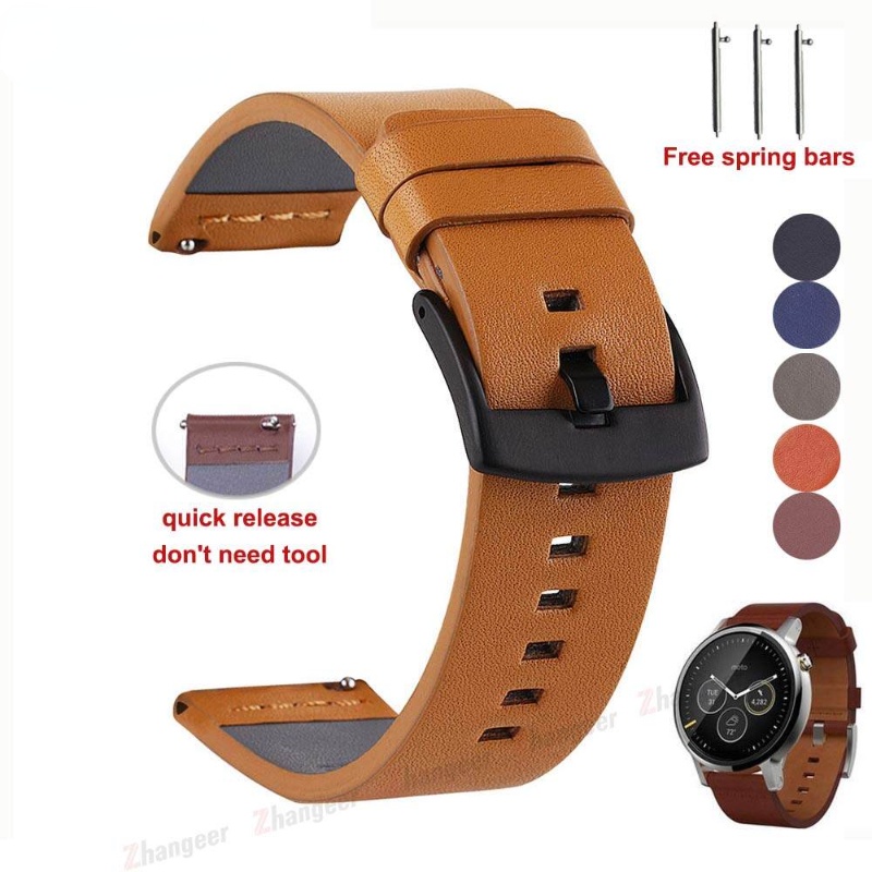 Dây Đeo Đồng Hồ Bằng Da Thật 18mm 20mm 22mm 24mm Có Khóa Inox Chất Lượng Cao Cho samsung gear s3 / moto360 second generation