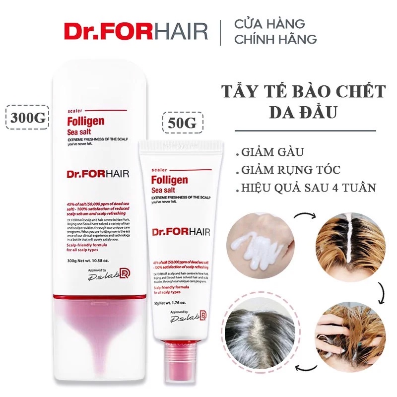 Tẩy Tế Bào Chết Da Đầu Muối Biển Giảm Gàu, Giảm Rụng Tóc Dr.FORHAIR Folligen Sea Salt Scaler