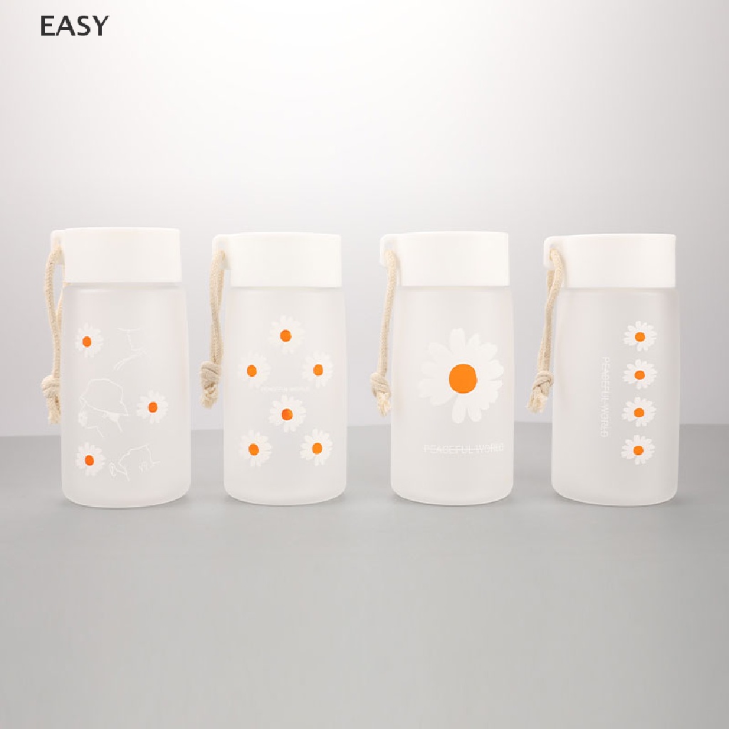 Bình nước nhựa trong suốt 500ml họa tiết hoa cúc xinh xắn