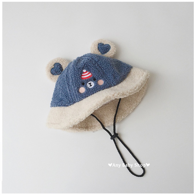 Mũ nón Bucket rộng vành tai gấu in hình trái tim thời trang cho bé trai và bé gái nhiều màu siêu cute    ❣❣